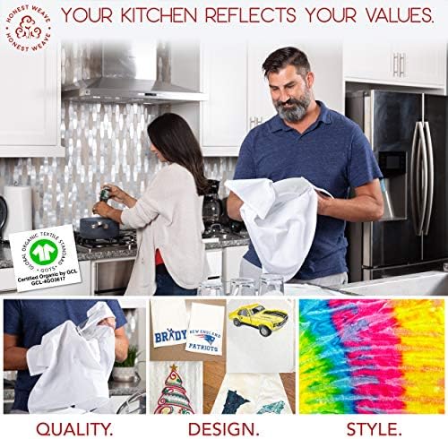 HONEST WEAVE GOTS Certified 100% Organic Flour Sack Cotton Kitchen Hand and - Image 7