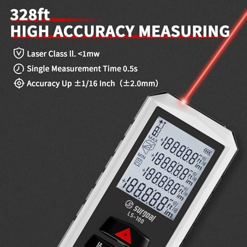 Laser Distance Measure Backlit LCD Measuring Tool 328FT - Image 3