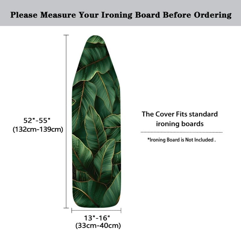 Green Banana Leaves Steam Ironing Board Cover Tropical Plant Leaves Stain - Image 5