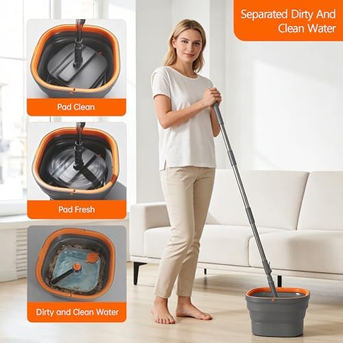 Collapsible Mop and Bucket Set, Spin Mop - Image 3