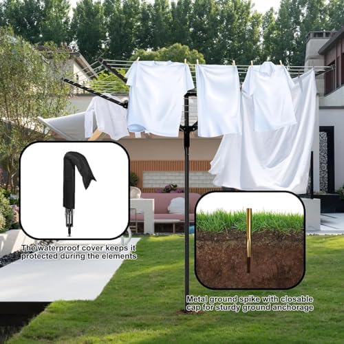 Heavy Duty Outdoor Umbrella Drying Rack, 12 Lines - Image 4