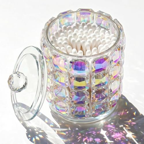 Crystal Qtip Holder Dispenser, 17oz Bathroom Canisters by Unknown