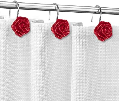 Sunlit Rose Shower Curtain Hooks, Home Decorative Flower Shower Curtain Rings - Image 4