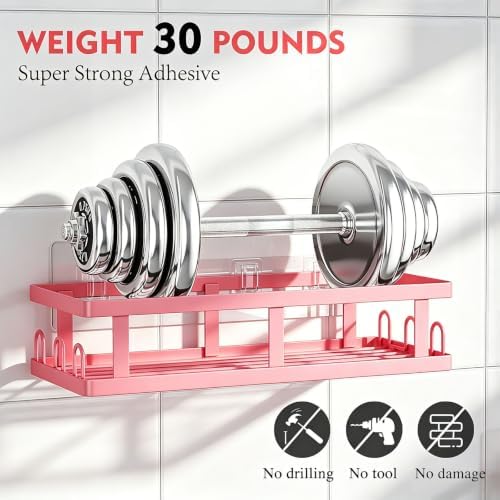 Youvip Pink Shower Caddy 6 Pack, Adhesive Shower Shelves - Image 2