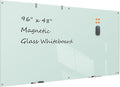 TSJ OFFICE Glass Dry-Erase Board - 8 x 4 Ft Wall Mounted Glass Magnetic Whiteboard, 96" x 48" Extra Large Frameless White Board for Office, Home & School