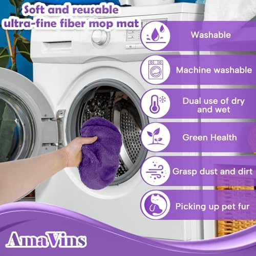 AmaVins 5 Pack Reusable Microfiber Mop Pads Compatible - Image 5