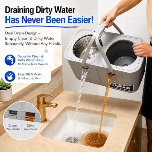 RinseWise Compact Gen 1 Mop Bucket, Clean/Dirty Water Separation, 6 Heads - Image 6