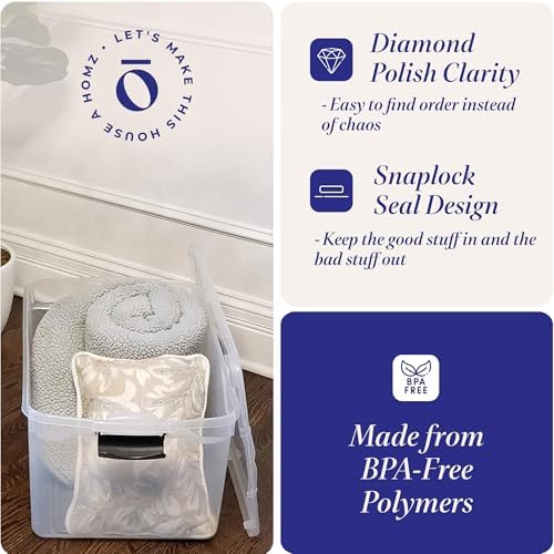 HOMZ Clear Plastic Storage Bins w/Latching Lid, 66 Qt, 2 Pack - Image 3