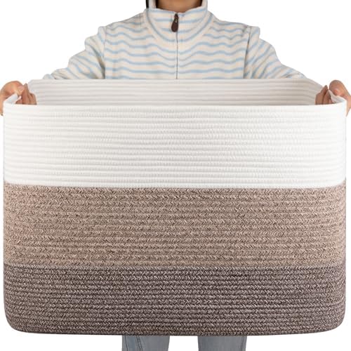 OIAHOMY 108L Extra Large Blanket Basket Dog Toy Basket radient Dark Brown by MasterofSpaceOptimization
