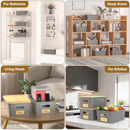 Stackable Storage Baskets: 8 Pack Plastic Baskets Bins - Image 6