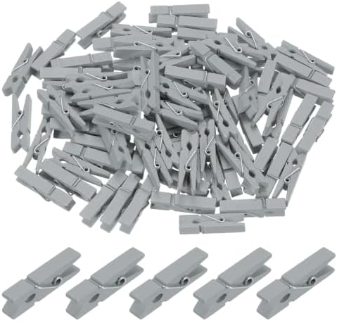 uxcell 100 Pcs Wooden Clothespins, 1.4 Inch Clothes Pins Wooden Colored Small by uxcell