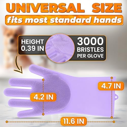 Cat and Dog Washing Gloves, 1 Pair, Soft Silicone - Image 2