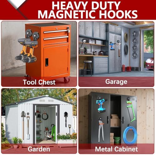 3-H Heavy Duty Magnetic Hooks, Large Magnet Hooks, 4 Pack Orange - Image 5