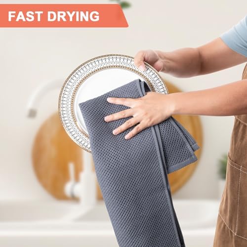 BOOMIBOO 4-Pack Dish Towels, 100% Cotton Waffle Weave, 13x28 in - Image 3