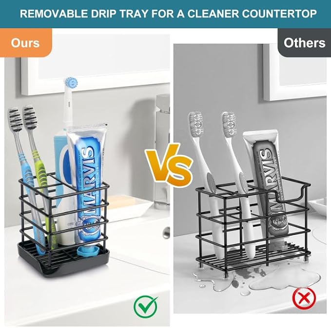 Toothbrush Holders for Bathroom, Stainless Steel, Detachable, 3 Slot - Image 2
