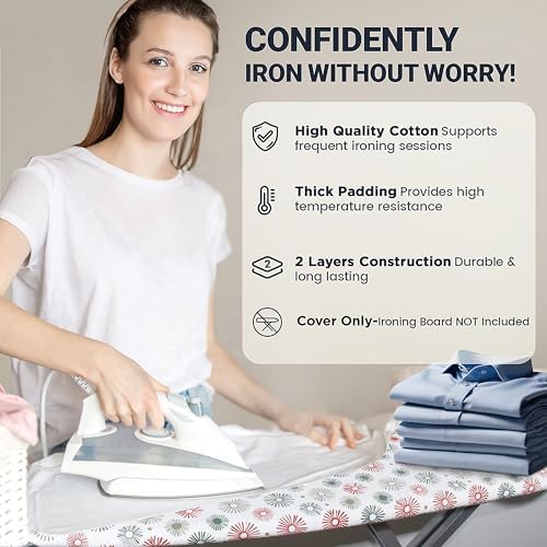 UniSimp Ironing Board Cover and Pad 15"x54" Extra Thick Natural Cotton - Image 5