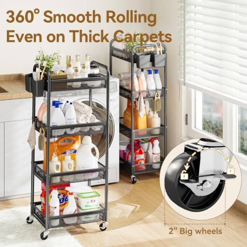 YASONIC 4 Tier Rolling Cart – Rolling Storage Cart - Image 4
