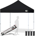 Eurmax USA Standard 10x10ft Patio Pop Up Canopy Tent for Outdoor Events Commercial Instant Canopies with Heavy Duty Roller Bag,Bonus 4 Canopy Sand Bags (Black)