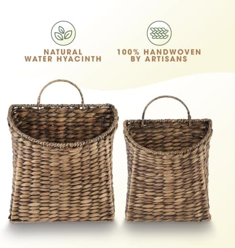 84ECO Set of 2 Black Wicker Hanging Baskets - Image 6