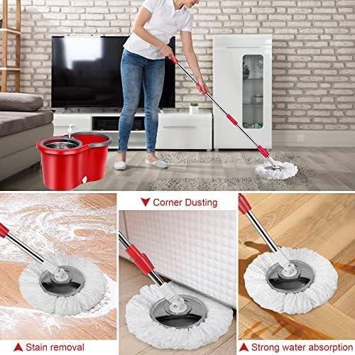 Spin Mop and Bucket with Wringer Set, 360° Spinning Mop Bucket System with 3 - Image 4