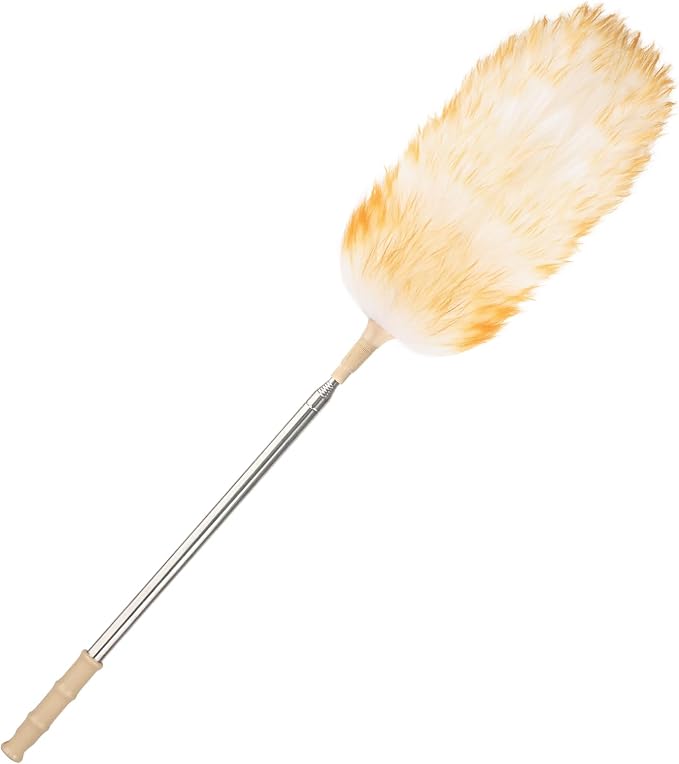Lambswool Extendable Duster, 32-98 Inch Anti-Static Flexible Head Stainless by Greenfeather