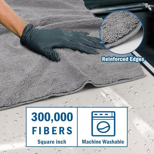 HOMEXCEL Professional Large Microfiber Car Drying Towels 4 Pack - Image 2