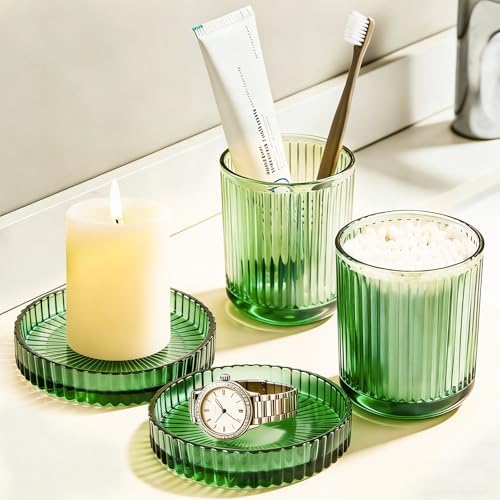Glass Qtip Dispenser 2 Pack, Pads & Floss Picks, Vanity Makeup Essential - Image 2
