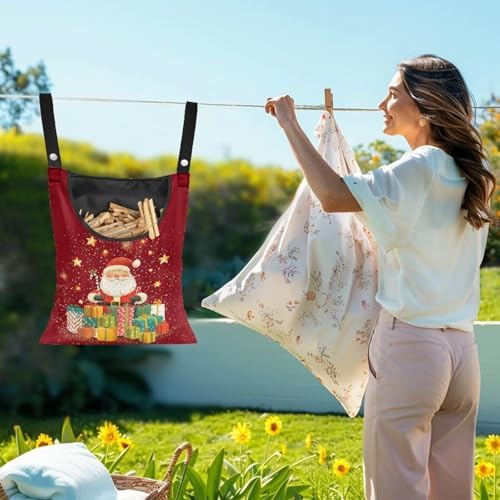 Christmas Santa Claus Clothespin Organizer Bag Shell Beach Clothespin Bags - Image 2