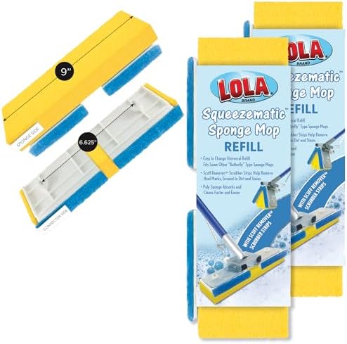 LOLA Squeeze Matic Butterfly Sponge Mop Refill, 2 Pack Replacement Head by LolaProducts
