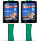 Mini Black Stretch Wrap Film 5.1" x 1000ft 2 Pack 80 Gauge Heavy Duty by Unknown