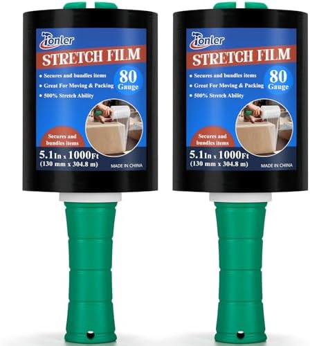 Mini Black Stretch Wrap Film 5.1" x 1000ft 2 Pack 80 Gauge Heavy Duty by Unknown