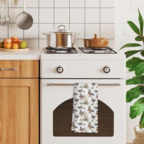 Rustic Botanical Mallard Duck Kitchen Towels, Duck Lover Gifts Decorative Hand - Image 4