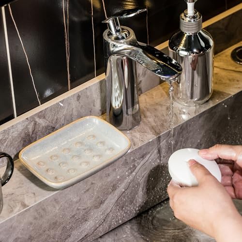 Soap Dish for Shower, Ceramic Soap Dish for Large Soap Bars, Non-Slip Soap - Image 6