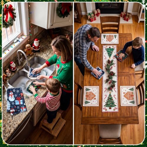 Mindsoft 36 Pcs Christmas Reusable Paper Towels Rolls Washable Bulk Christmas - Image 4