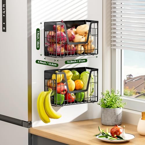 2 Pack Magnetic Shelf for Fridge, Fruit Potato & Onion Storage Bins - Image 3
