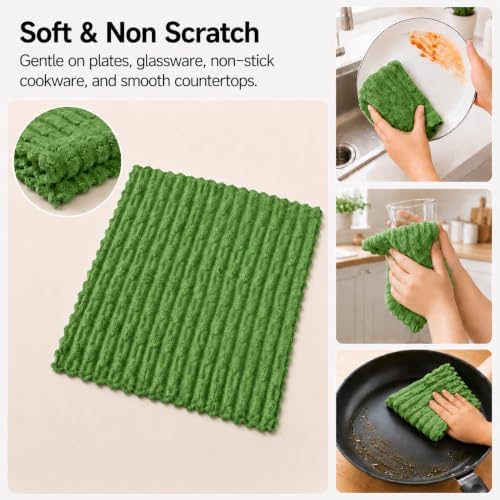 kimteny Microfiber Dish Cloths for Washing Dishes 18 Pack, Dark Green - Image 4