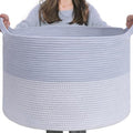 INDRESSME XXXLarge Woven Rope Blanket Basket Living Room Blue by INDRESSME