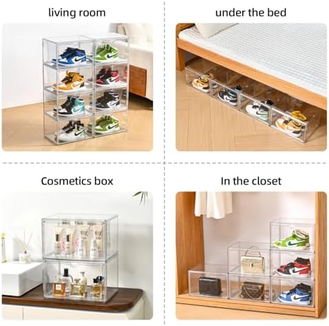 Clear Shoe Organizer, Stackable Shoe Display Case, Shoe Box Storage Bins - Image 6