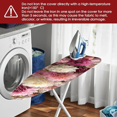 Nuxovilar Soft Pink White Floral Ironing Board Cover 15x54 Polyester - Image 6