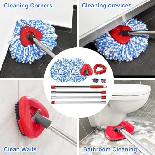 Spin Mop Handle Mop Heads and Base Replacement Sets Compatible - Image 5