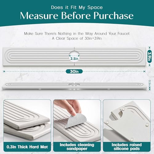 eormoe 30 Inch Faucet Mat for Kitchen Sink - Image 2
