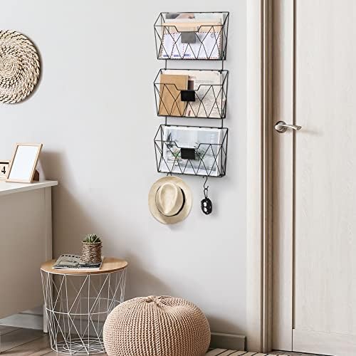 YBING Wall File Organizer, Hanging File Holder & Basket Set of 3 - Image 7