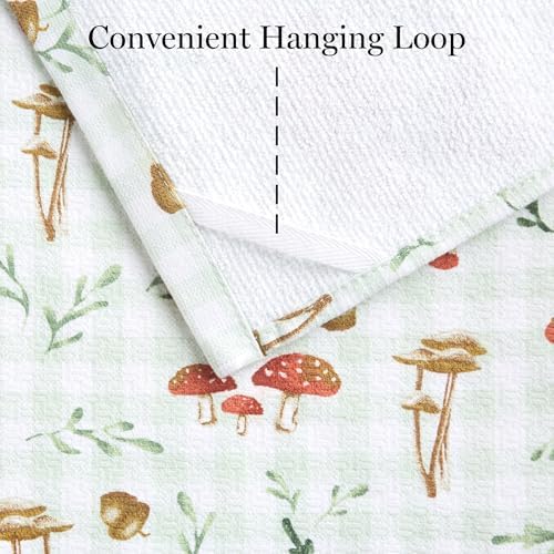 Martha Stewart Autumn Harvest Mushroom Plaid Kitchen Towel 3-Pack Set, 100% - Image 5