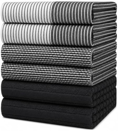 Premium Kitchen Towels 6 Pack 100% Cotton by BumbleTowels