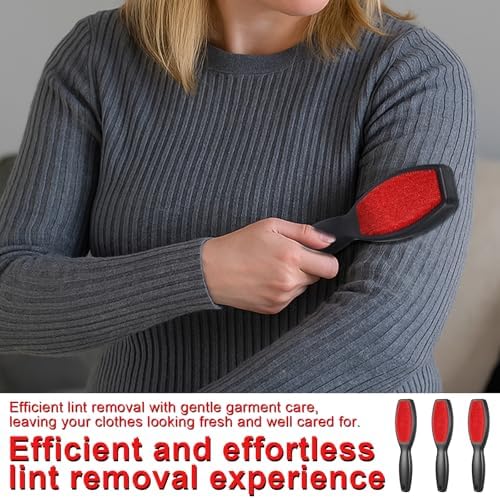 3 Pack Lint Brushes for Clothes, Double-Sided Lint Remover Brush, Reusable Pet - Image 5