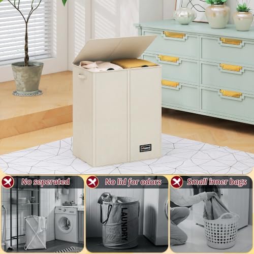 135L Laundry Hamper 2 Section, Large Laundry Hamper - Image 3