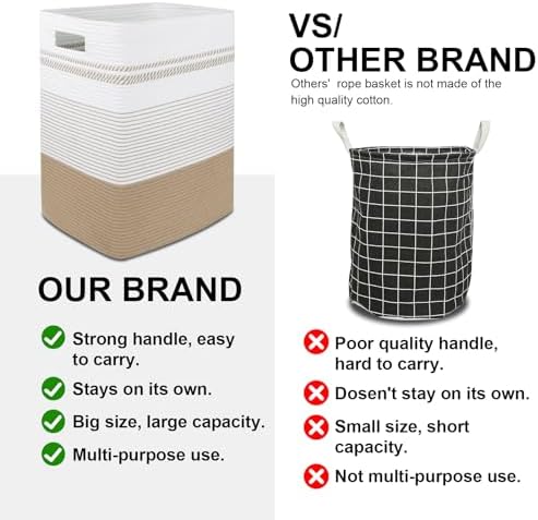 80L Large Cotton Rope Laundry Basket - Image 3