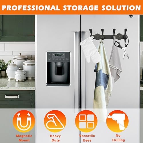 ULIBERMAGNET Strong Magnetic Double Hooks Rack, Heavy Duty Coat Magnetic Rack - Image 6