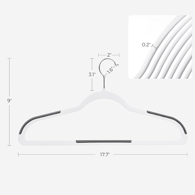 SONGMICS Plastic Clothes Hangers, Space-Saving | 0.2 Inches Thick, 17.7 Inches - Image 6