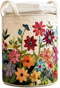 Quilted Laundry Basket with Handles, Boho Floral Quilted Storage Hamper by Unknown
